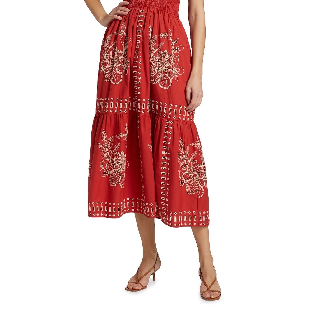 Rails Fawn Embroidered Cotton Midi-Dress in Terracota size S NWT - Picture 6 of 14